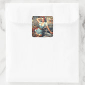 Mechanische Pin Up Vierkante Sticker (Tas)