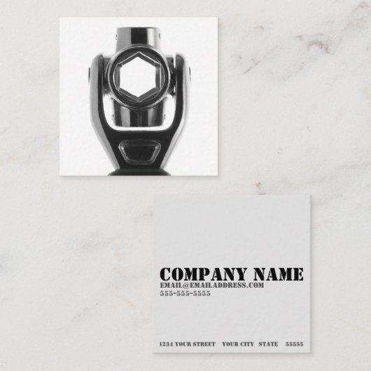 Mechanische & Repair Square Socket WFrench Busines Vierkante Visitekaartje (Voorkant / Achterkant)