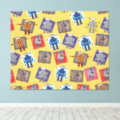 Mechanische Robot Cartoon Canvas Afdruk (Insitu (Houten vloer))