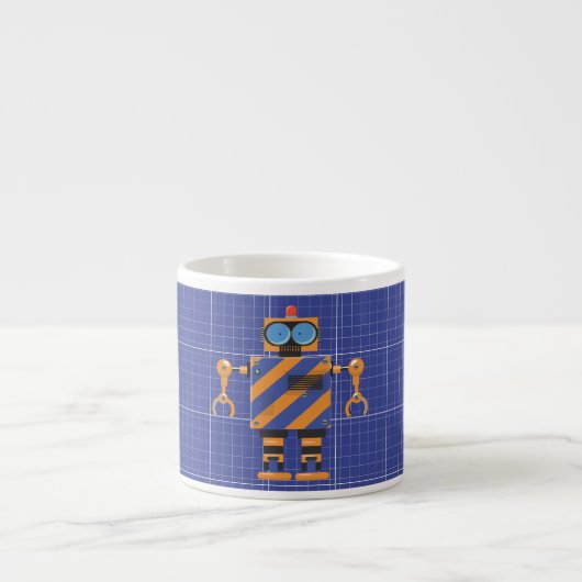 Mechanische Robot Cartoon Espresso Kop (Voorkant)