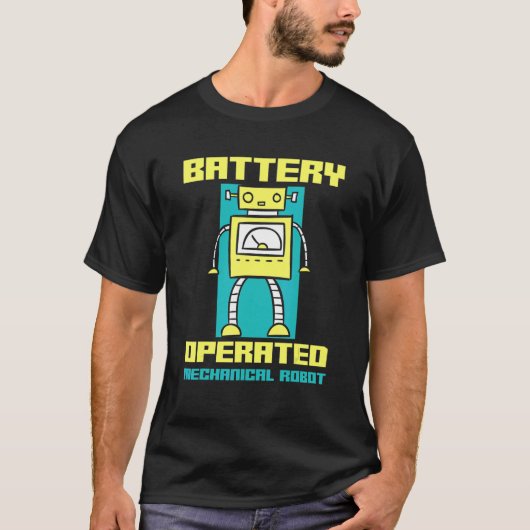 Mechanische robotica met batterijbediening t-shirt (Voorkant)