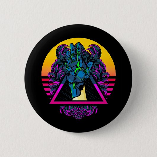 Mechanische robotische handkunst | ronde button 5,7 cm (Voorkant)