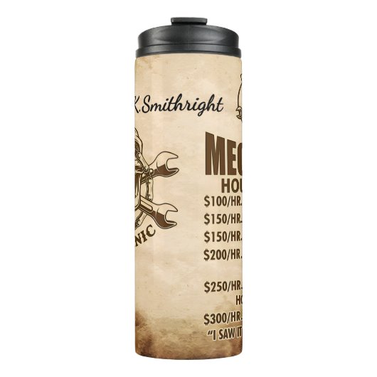 Mechanische schedel uurtarief grafiek thermosbeker (Voorkant)