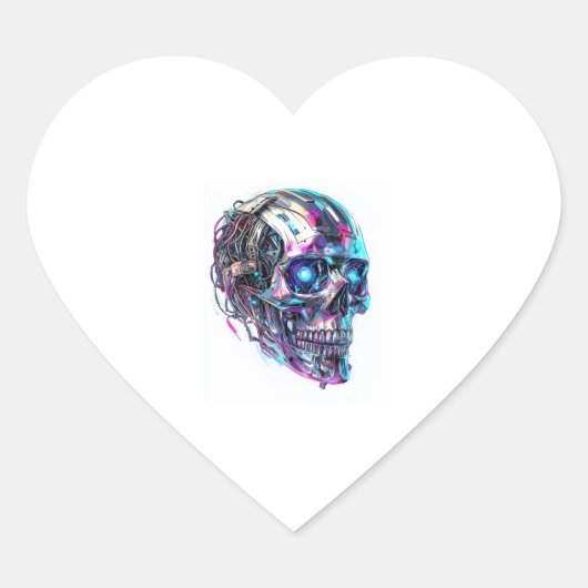 Mechanische schedelmatrix hart sticker (Voorkant)