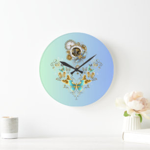 Mechanische Sereniteit: Blauwgroen Steampunk Elega Grote Klok