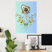 Mechanische sereniteit, Blauwgroen Steampunk Graph Poster (Thuiskantoor)