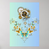 Mechanische sereniteit, Blauwgroen Steampunk Graph Poster (Voorkant)