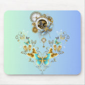 Mechanische sereniteit - Blauwgroen Steampunk-kuns Muismat (Voorkant)