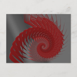 Mechanische Shell. Rode en grijze digitale kunst. Briefkaart
