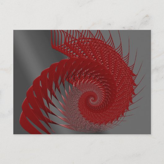 Mechanische Shell. Rode en grijze digitale kunst. Briefkaart (Voorkant)