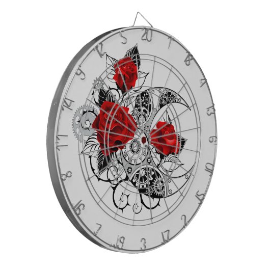 Mechanische Sikkel met Rode Rozen Dartbord (Voorkant Links)
