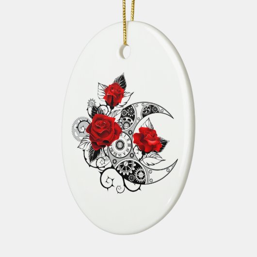 Mechanische Sikkel met Rode Rozen Keramisch Ornament (Links)