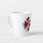 Mechanische Sikkel met Rode Rozen Latte Mok (Linkerhoek)