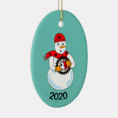 Mechanische sneeuwman keramisch ornament (Rechts)