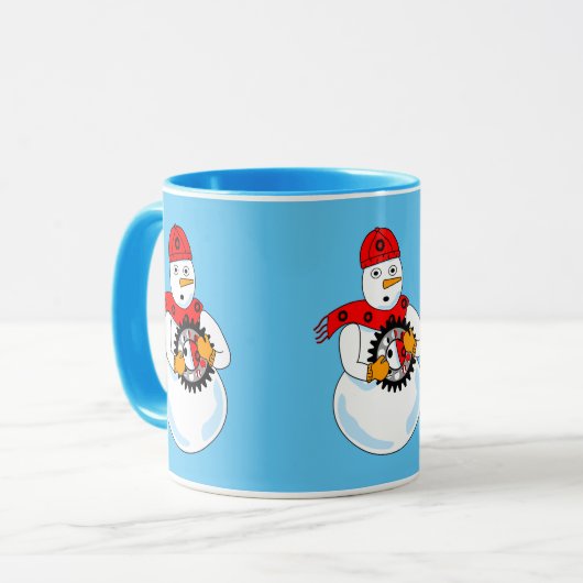 Mechanische sneeuwman mok (Voorkant links)