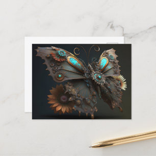 Mechanische Steampunk Bloemen Vlinder Briefkaart