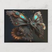 Mechanische Steampunk Bloemen Vlinder Briefkaart (Voorkant)