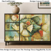 Mechanische Steampunk Funky Vis FM2L Decoupage Tissuepapier
