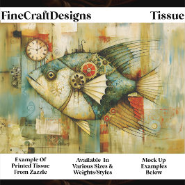 Mechanische Steampunk Funky Vis FM2L Decoupage Tissuepapier
