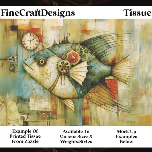 Mechanische Steampunk Funky Vis FM2L Decoupage Tissuepapier