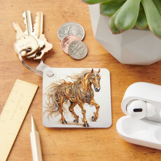 Mechanische Steampunk Paard Goud Zilver Sleutelhanger (Bureau)