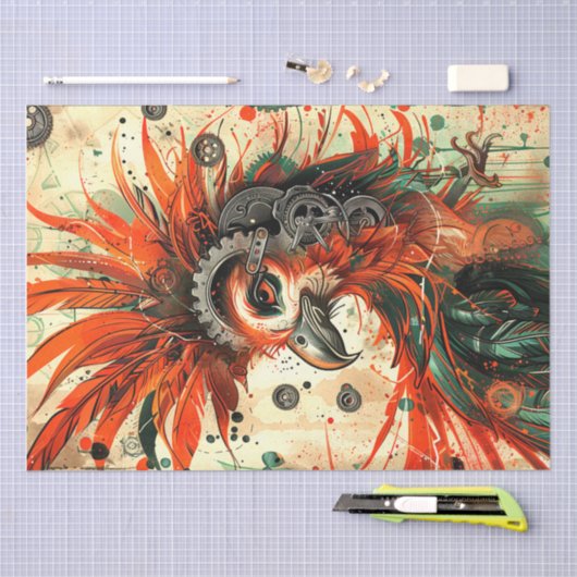 Mechanische Steampunk Rooster Decoupage Tissuepapier (Craft)