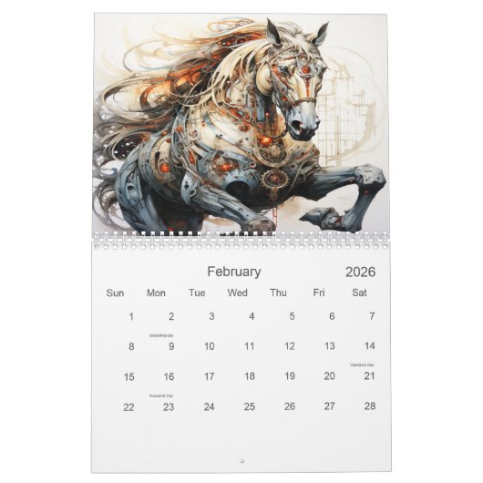 Mechanische Steampunk Stijl Kalender (Feb 2026)