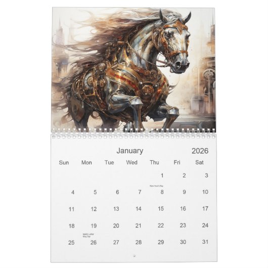 Mechanische Steampunk Stijl Kalender (Jan 2026)