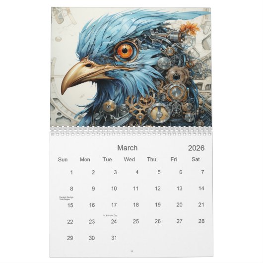 Mechanische Steampunk Stijl Kalender (Mar 2026)
