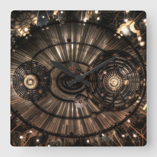 Mechanische Steampunk Zodiac Constellations Vierkante Klok (Voorkant)