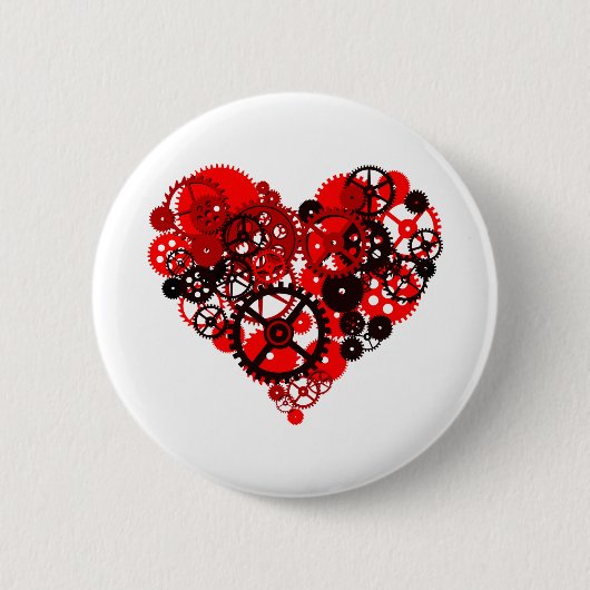MECHANISCHE STEAMPUNKHART RONDE BUTTON 5,7 CM (Voorkant)