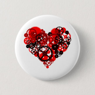 MECHANISCHE STEAMPUNKHART RONDE BUTTON 5,7 CM