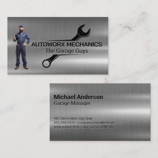 mechanische steeksleutel | Automatische services | Visitekaartje (Voorkant / Achterkant)