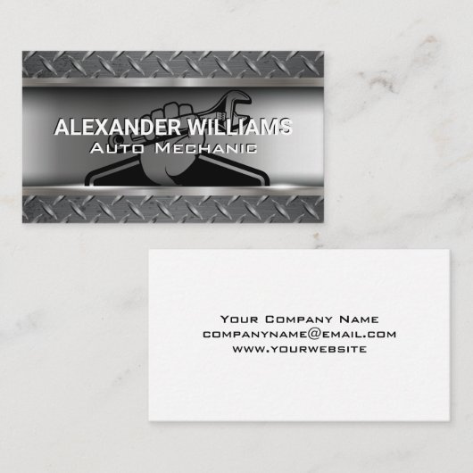 mechanische steeksleutel | metaalstaal visitekaartje (Voorkant / Achterkant)