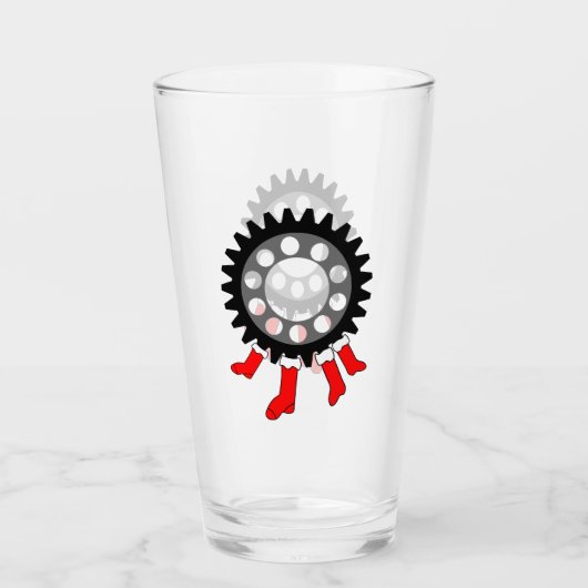 Mechanische Tandwiel Kerst Soks Glas (Voorkant)