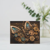 Mechanische tandwielen Steampunk Butterfly Briefkaart (Staand voorkant)