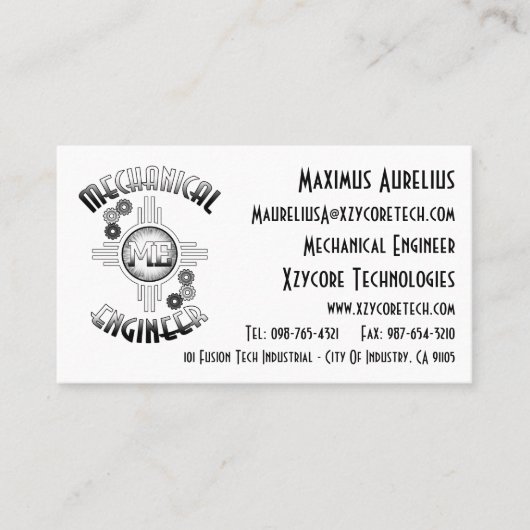 Mechanische tandwielen visitekaartje (Voorkant)