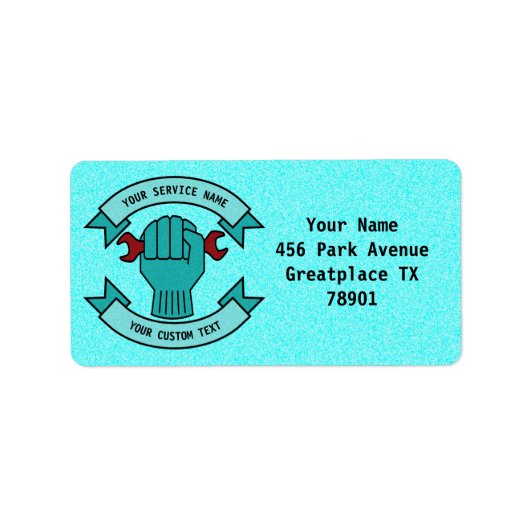 Mechanische technicus repareren met rode moersleut etiket (Voorkant)