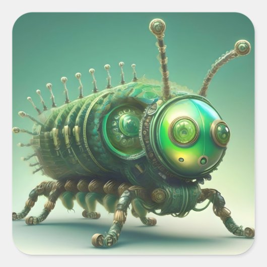 Mechanische technische rups. vierkante sticker (Voorkant)