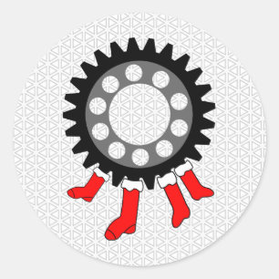 Mechanische uitrusting Kerstkousen Ronde Sticker
