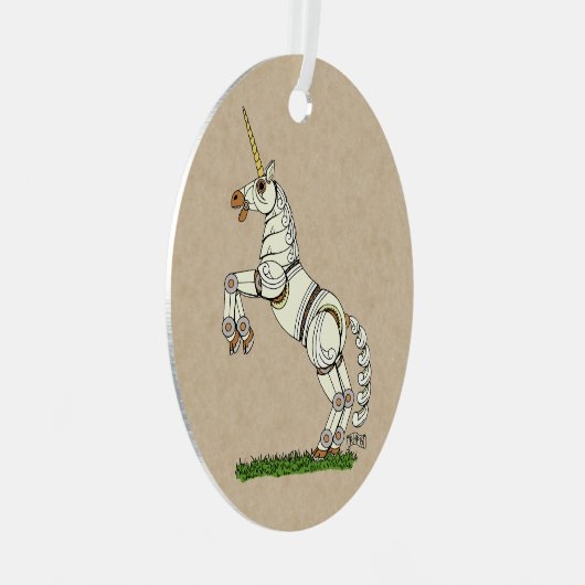 Mechanische Unicorn Metalen Ornament (Voorkant Rechts)