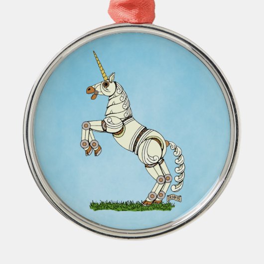 Mechanische Unicorn Metalen Ornament (Voorkant)