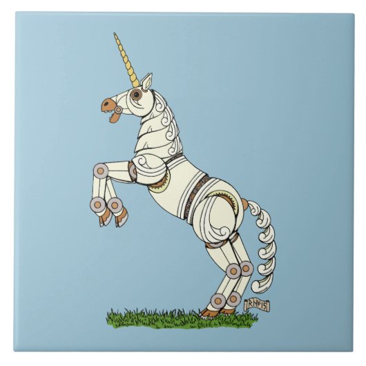 Mechanische Unicorn Tegeltje (Voorkant)
