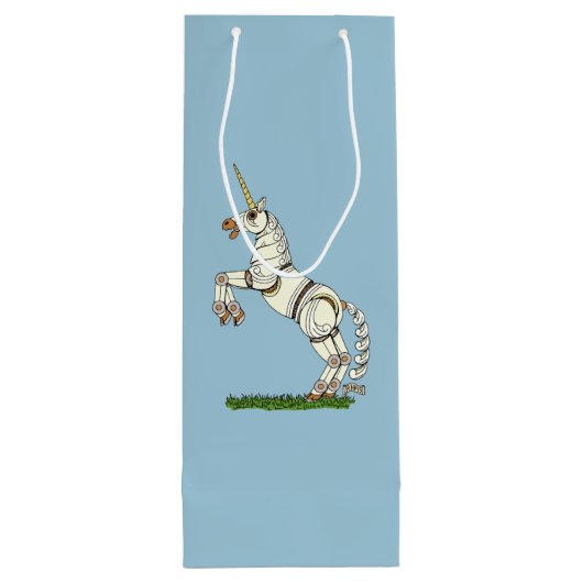 Mechanische Unicorn Wijn Cadeautas (Achterkant)
