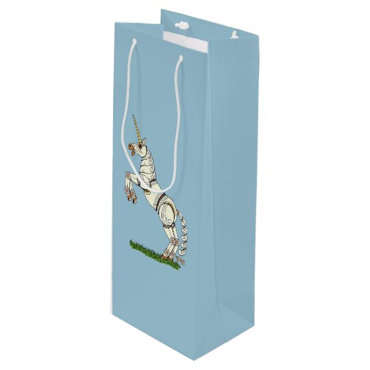 Mechanische Unicorn Wijn Cadeautas (Voorkant Gekanteld)