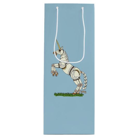 Mechanische Unicorn Wijn Cadeautas (Voorkant)