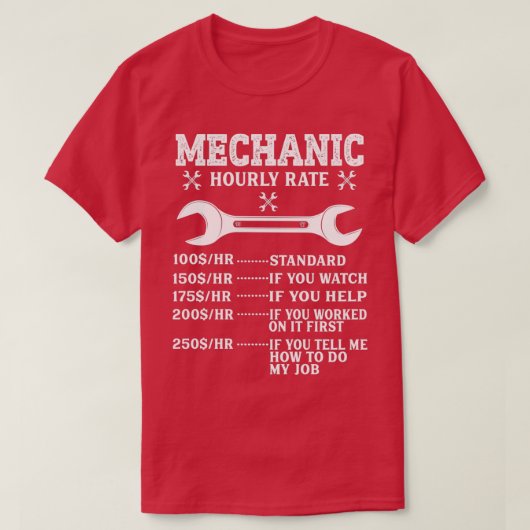 Mechanische uurlonen t-shirt (Design voorkant)