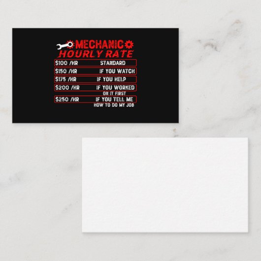 Mechanische uursnelheid - Mechanisch Visitekaartje (Voorkant / Achterkant)