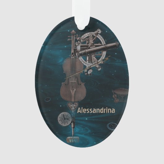 Mechanische Violin Dark Sky - Aangepaste naambedie Ornament (voorkant)