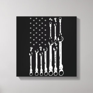 Mechanische Vlag Amerikaanse Patriottische Vlag Au Canvas Afdruk